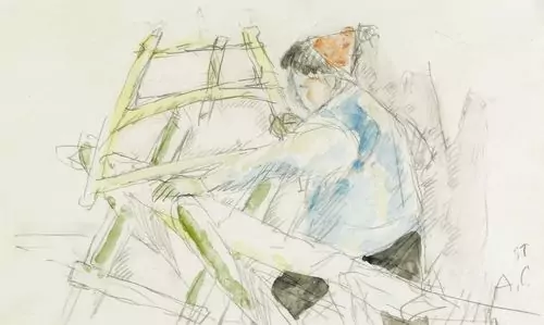 ALOIS CARIGIET — Beim Sägen. 1958. — Koller Auktionen