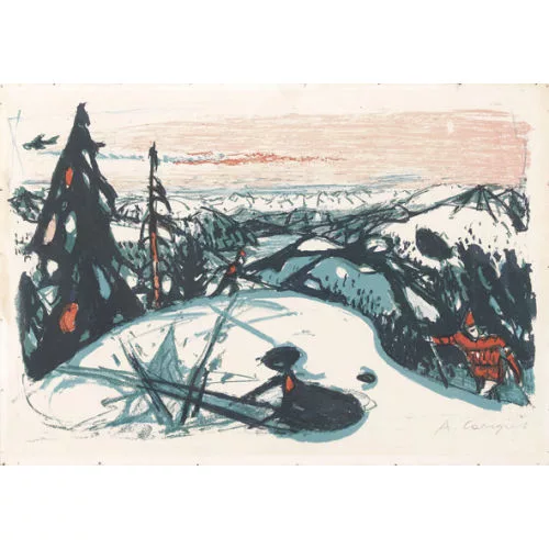 Alois Carigiet — Weite winterliche Landschaft.