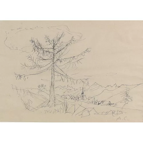 Alois Carigiet — Landschaft mit Baum.