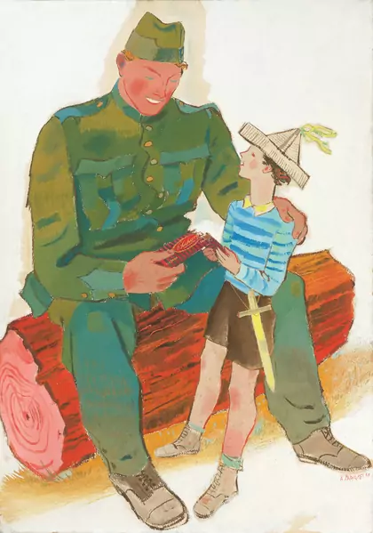 Alois Carigiet — Plakatentwurf für Chocolat Suchard pour les soldats. 1939. — Schuler Auktionen