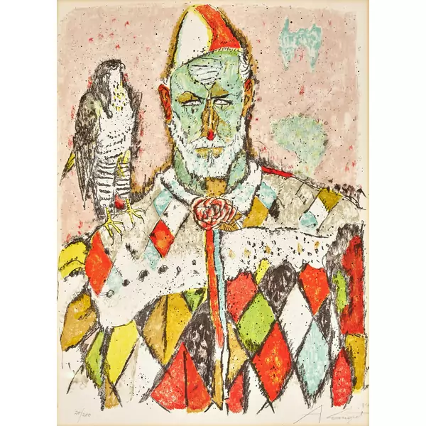 Harlekin mit Falke