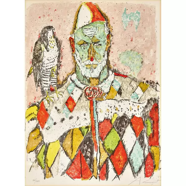 Harlekin mit Falke