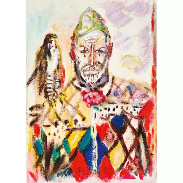 Harlekin mit Falke