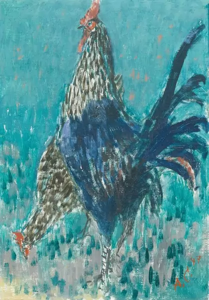 CARIGIET, ALOIS — Cockerel and hen. 1947. — Koller Auktionen