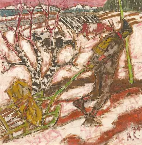 ALOIS CARIGIET — A sleigh trip. 1974. — Koller Auktionen