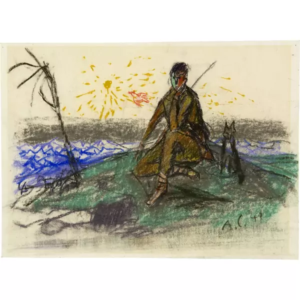 Alois Carigiet — Hirte mit Hund — Galerie Kornfeld