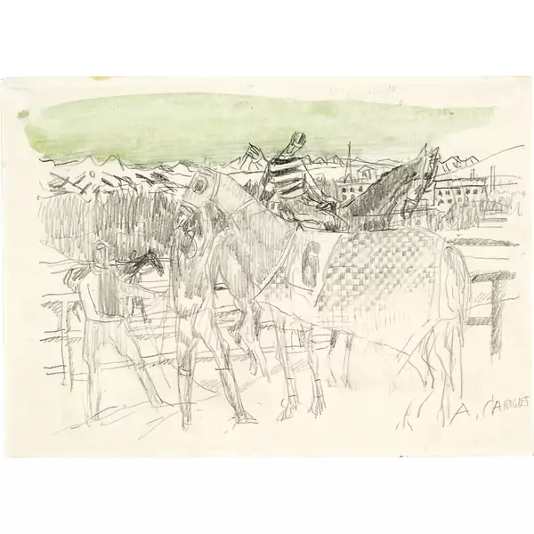 Alois Carigiet — Jockeys mit ihren Pferden — Galerie Kornfeld