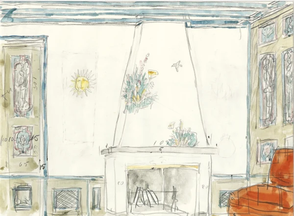 Alois Carigiet — DREI INTÉRIEURS (STUDIEN ZU INNENRAUM-TÄFERUNG)THREE INTERIORS (STUDIES FOR WALL PANELS)