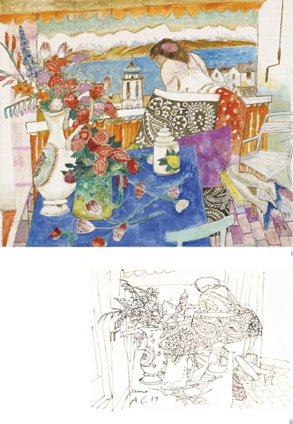Alois Carigiet — i. Balkon in Brione, 1979ii. Balkon in Brione (Studie), 1979
