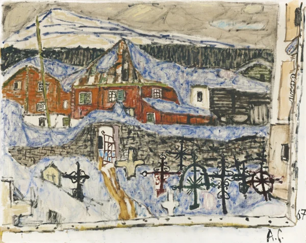 Alois Carigiet — FRIEDHOF IN VRIN I, 1967CEMETERY IN VRIN I, 1967