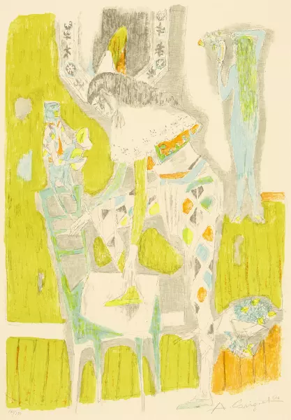 Harlekin mit Affe