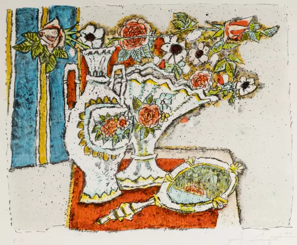 Stillleben mit Vase und Spiegel