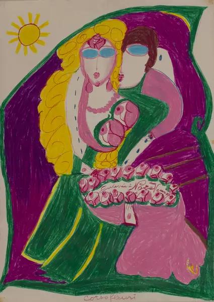 Aloise CORBAZ (1886-1964), "La couronne de Savoie dans un baiser de son étoile"/ "Corso fleuri" — DognyAuction