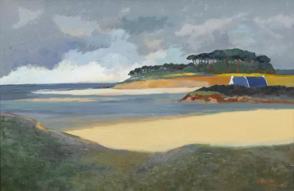 Alphonse LANOE (1926-2009), "Les maisons dans la crique", huile — DognyAuction