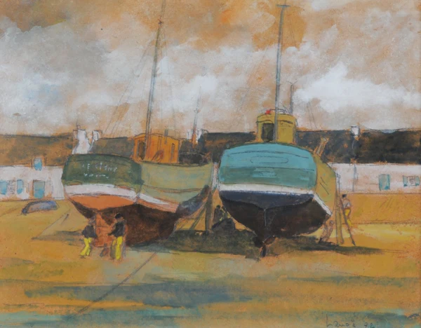 Alphonse Lanoë — Boote am Strand, 1972