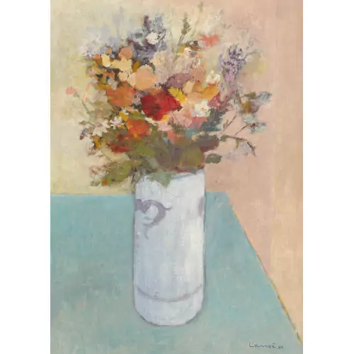 "Bouquet à la table bleue"