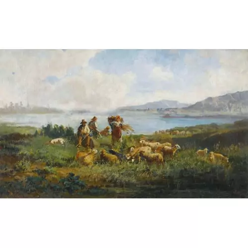 Küstenpartie mit Schafherde