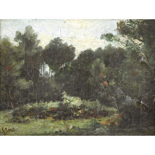 Amédée Baudit — Landschaftspartie mit Waldlichtung.
