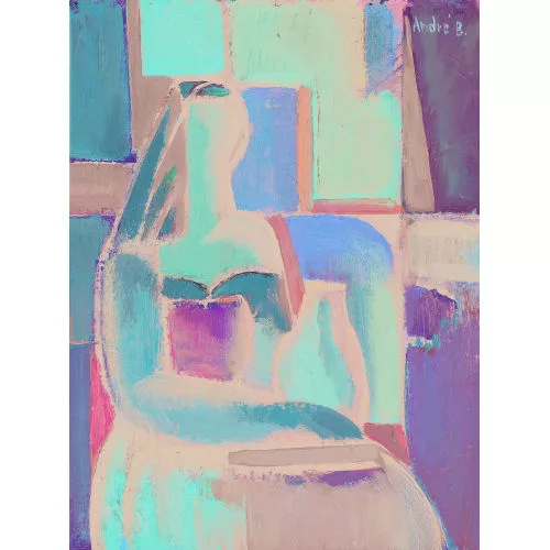 André Bréchet — Kubistisches Frauenporträt mit Vase.