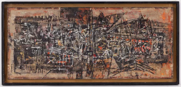 André Bréchet — Composition, huile sur panneau,