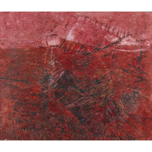 André Bréchet — Abstrakte Komposition in Rot.