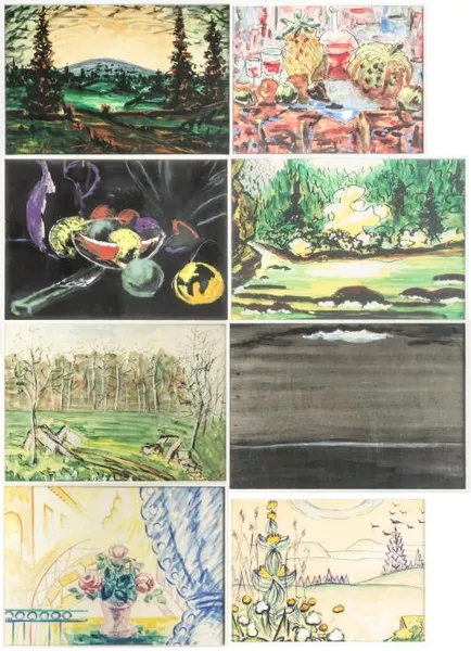 André Evard (1876-1972, CH), ensemble de 8 techniques mixtes — DognyAuction
