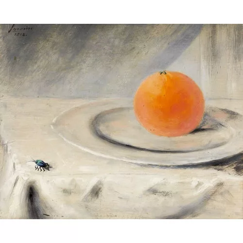 André Jean Evard — Stillleben mit Orange und Insekt.