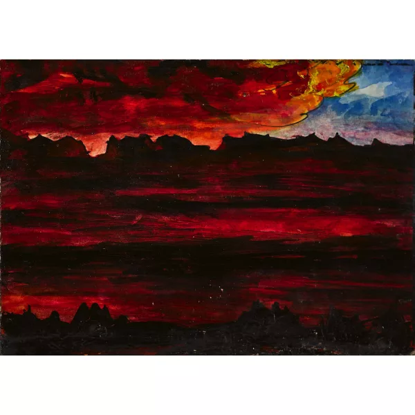 André Jean Evard — Landschaft im Abendrot.
