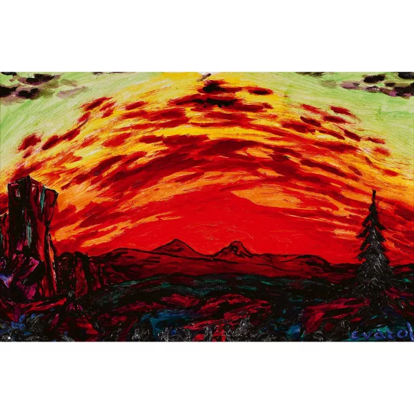André Jean Evard — Berglandschaft im Abendrot.