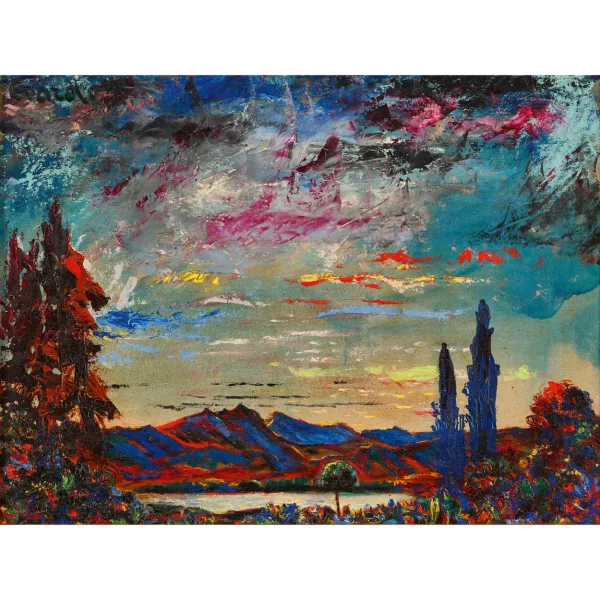André Jean Evard — Herbstliche Bergseelandschaft.