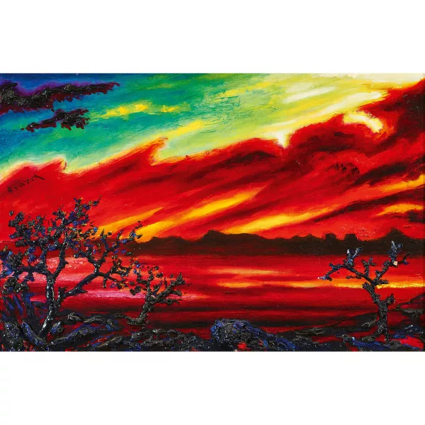 André Jean Evard — Seelandschaft im Abendrot.