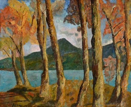 Paysage lacustre automnal