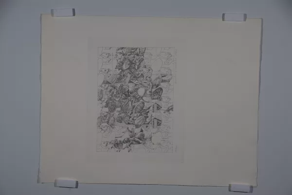 André Thomkins — 2 Blätter: romdeutsch gedeutet, 1973; ombilical, 1973