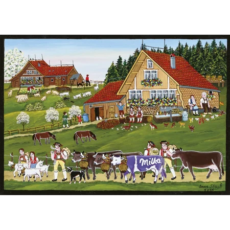 Appenzeller Szene mit Milka-Kuh