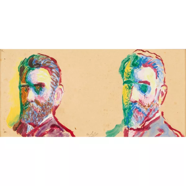 Anton Stockmann — Doppeltes Selbstporträt im Dreiviertelprofil.