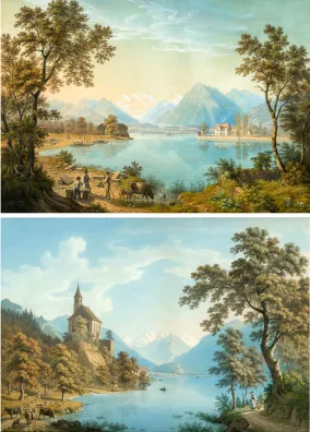 Anton Winterlin — Brienzersee und Brienzersee mit Kirche Ringgenberg