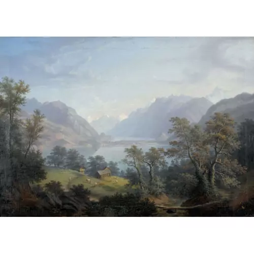 Blick auf den Thunersee mit Interlaken und Brienzersee