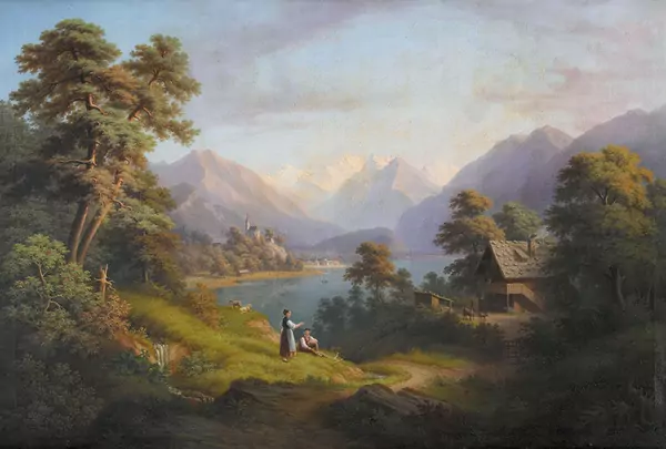 Blick auf den Brienzersee mit Staffage