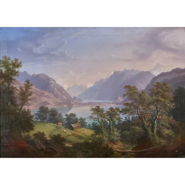 Blick auf den Thunersee mit Interlaken und Brienzersee