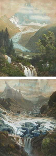 Anton Winterlin — Zwei Gebirgsansichten mit Gletschern, 1844