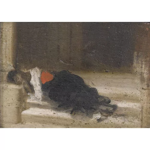 Antonio Barzaghi-Cattaneo — Schlafende Frau auf Treppenstufen.