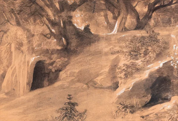 Antonio Fontanesi — Paysage animé à la grotte