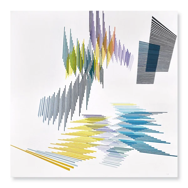 Arend Fuhrmann — Sich steigernder linearer Stufenrhythmus mit dunklem Block, waagrecht-senkrecht, 1976