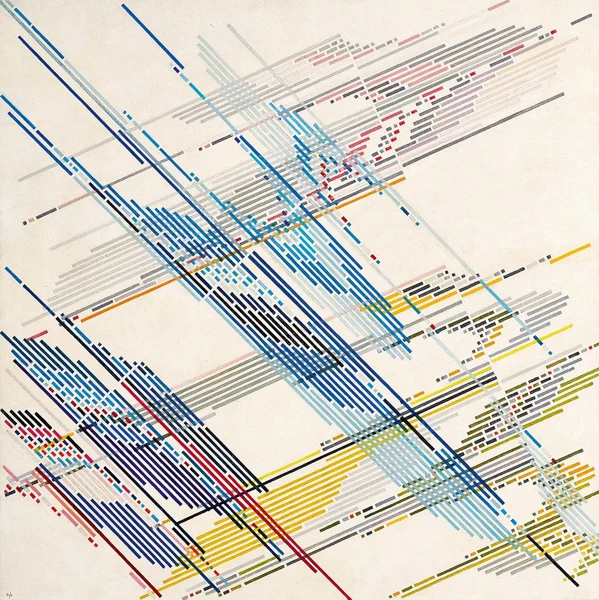 Arend Fuhrmann — Zweifach wandernder Linearrhythmus mit einer senkrecht und einer schräg laufenden Achse, 1961