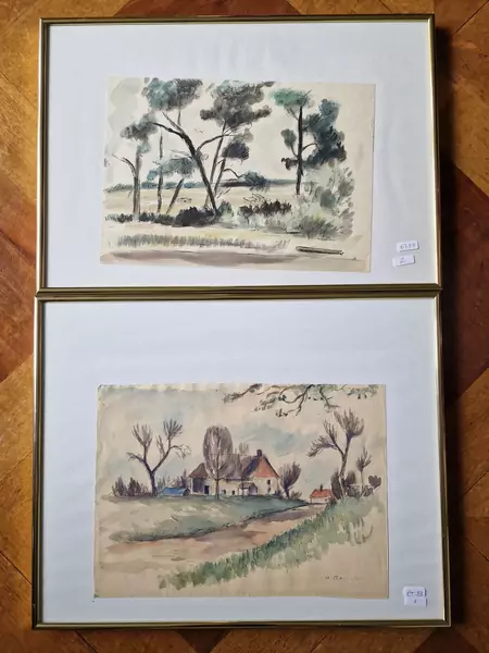 Armand Henri ROUILLER (1901-1977), "Paysage" ensemble de deux aquarelles — DognyAuction