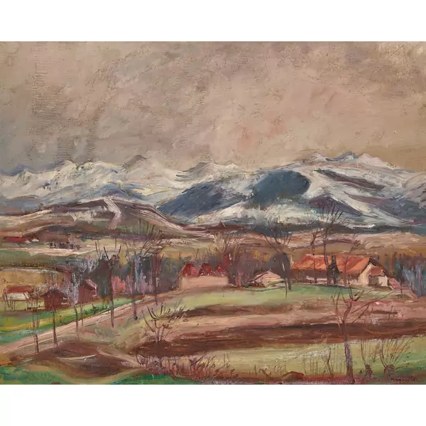 Herbstlandschaft mit Bergkette