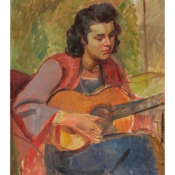 Armand Schwarz — Junge Frau beim Gitarre spielen.