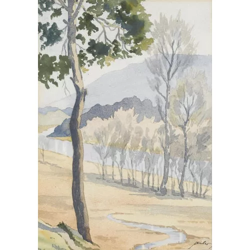 Armin Bieber — "Park an der Aare mit Belpberg".