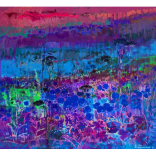 Armin Schwarzenbach — Sommerliche Wiesenlandschaft mit Blumen.