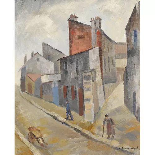 Arne Siegfried — Strassenpartie mit Figurenstaffage.